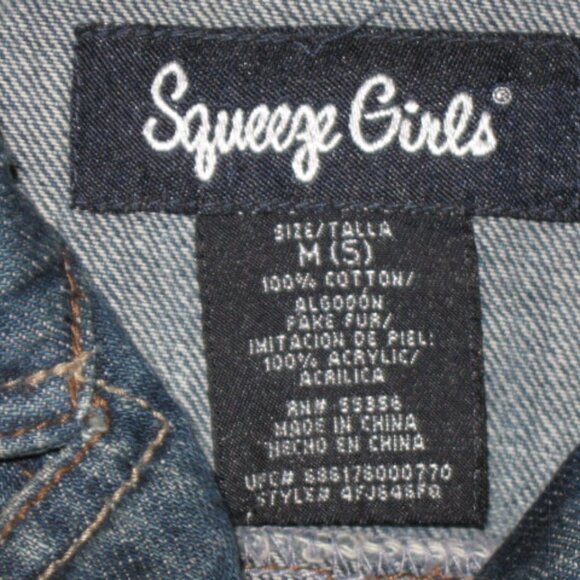 SQUEEZE GIRL'S SZ 5 DENIM JEAN JACKET W/ REMOVABLE FAUX FUR COLLAR  QUILTED VEST - Picture 15 of 15